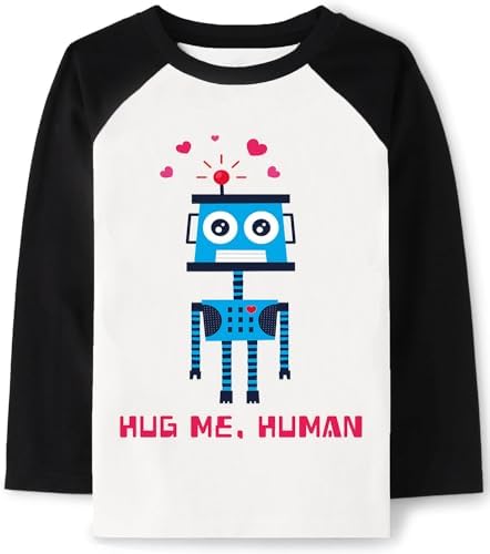 Tkria Boys Girls Valentine Day Shirts Raglan Long Sleeve Monster Truck Dinosaur Candy Love Heart Tops for Kids 2-10T Tkria