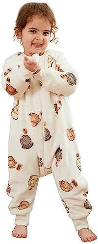 Фланелевой детский спальный мешок MICHLEY, пижамы унисекс, носимый спальный мешок на молнии с длинными рукавами для осенне-зимних мальчиков и девочек Michley