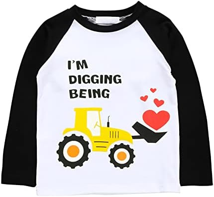 Рубашки на День святого Валентина для маленьких мальчиков, футболки реглан, бейсбольная футболка с динозавром для малышей, 2-7 лет Little Hand