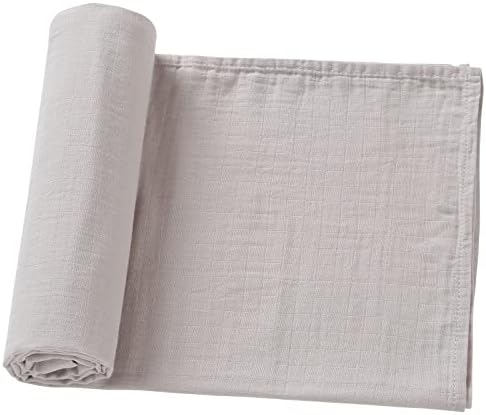 POMISO Muslin Swaddle Blankets for Boys and Girls, Soft Cotton Baby Swaddle Blankets for Unisex, 47 X 47 inches Muslin Swaddles, 4 Pack Leaves & Warmth Colors POMISO