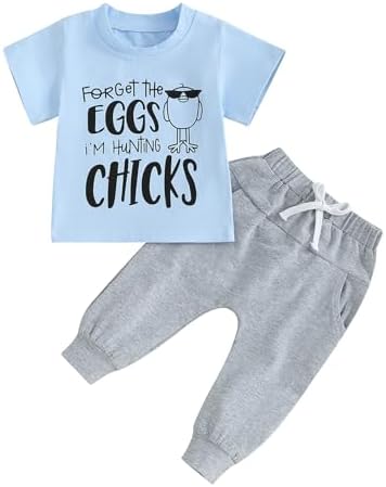 MAYUMMPY Пасхальный наряд для маленьких мальчиков и девочек, одежда с кроликом, топы с короткими рукавами, однотонные комплекты со штанами MAYUMMPY