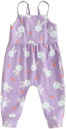 CREAIRY Пасхальный наряд для маленьких девочек, комбинезон с принтом кролика, боди, комбинезон без рукавов, комбинезоны, штаны на подтяжках CREAIRY