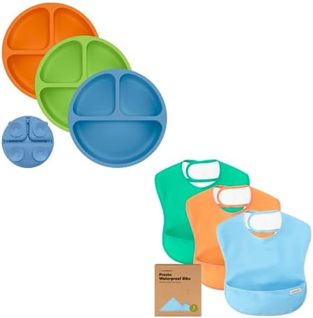 Присоски KeaBabies для малышей и малышей, а также водонепроницаемые детские нагрудники для еды из 3 штук — 3 шт. 100% силиконовых тарелок для малышей, легкий детский нагрудник с ловушкой для еды KeaBabies