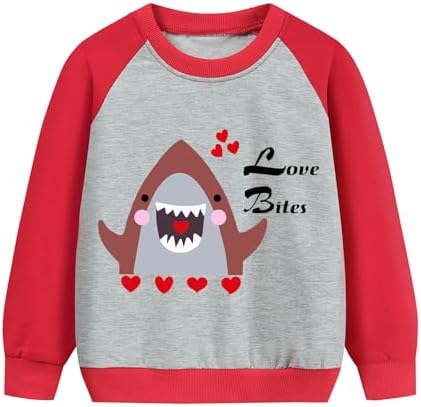 Свитшот Tkria для мальчиков на День святого Валентина, динозавр, монстр-трак, акула, пуловер для малышей, наряд с сердечком для детей 2-7 лет Tkria