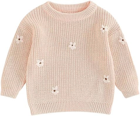 Mubineo, зимняя одежда для маленьких девочек, милый свитер с цветочным принтом, пуловер с круглым вырезом, вязаные свитера с длинными рукавами для новорожденных Mubineo