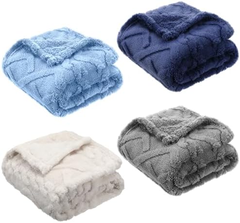 VitalCozy 4 Pcs Fleece Baby Blanket 30 x 40 3D Fluffy Baby Blanket for Boys Nursery Bed Baby Girl Blanket Infant or Newborn Receiving Blanket Swaddling Blankets(Fresh Color) VitalCozy