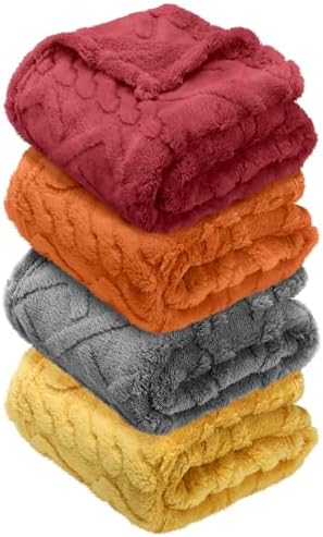 VitalCozy 4 Pcs Fleece Baby Blanket 30 x 40 3D Fluffy Baby Blanket for Boys Nursery Bed Baby Girl Blanket Infant or Newborn Receiving Blanket Swaddling Blankets(Fresh Color) VitalCozy