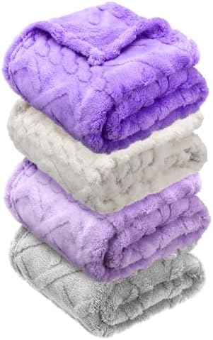 VitalCozy 4 Pcs Fleece Baby Blanket 30 x 40 3D Fluffy Baby Blanket for Boys Nursery Bed Baby Girl Blanket Infant or Newborn Receiving Blanket Swaddling Blankets(Fresh Color) VitalCozy