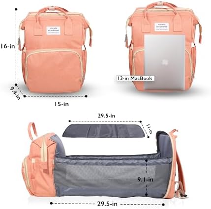 Baby Diaper Bag Backpack - Large Capacity Diaper Changing Station For Mom Dads, Waterproof Nylon Travel Diaper Tote With Portable Changing Pad- Pink Joyplaza