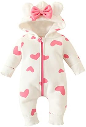 Baby Girl Receiving Blanket and Headband Infant Girls Long Sleeve Hearts Print Baby Girl Clothes 3~6 (Red, 3-6 Months) Generic