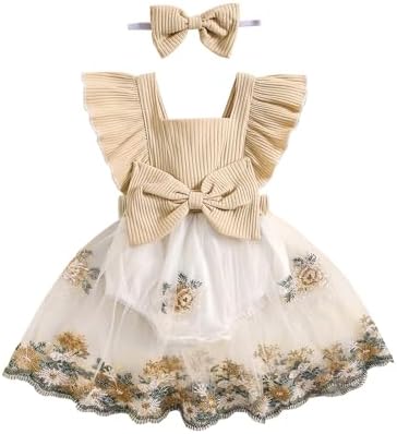 Maemukilabe, одежда для новорожденных девочек, кружевной комбинезон, платье-пачка, тюлевое боди с рукавами-крылышками и цветочной вышивкой, летние наряды Maemukilabe