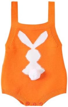JLKGICF Пасхальный наряд для маленьких девочек и мальчиков, комбинезон без рукавов для новорожденных, комбинезон с бантом и принтом кролика, весенняя одежда для младенцев JLKGICF