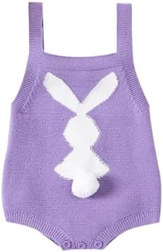Fhutpw комбинезон с пасхальным кроликом для маленьких мальчиков и девочек, вязаный комбинезон без рукавов, милая одежда для новорожденных 3, 6, 9, 12 месяцев Fhutpw