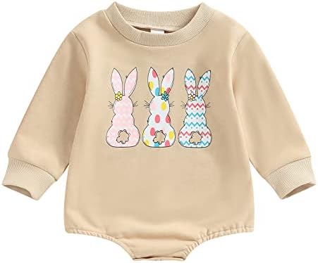 Kayotuas, пасхальный наряд для новорожденных девочек, комбинезон с вышивкой «Нечеткий кролик», свитер большого размера, боди, милая одежда с длинными рукавами Kayotuas