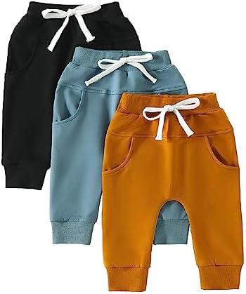 Amiblvowa, 3 упаковки, осенние штаны для маленьких мальчиков и девочек, однотонные спортивные штаны без застежек, спортивные штаны, осенне-зимняя одежда для младенцев Amiblvowa