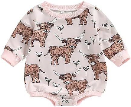 MAINESAKA, ковбойская одежда в стиле вестерн для новорожденных, свитшот для маленьких девочек и мальчиков, комбинезон, боди с длинными рукавами и принтом коровы, осенние наряды MAINESAKA