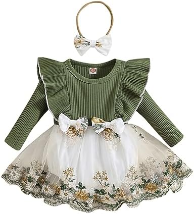 ZAXARRA комбинезон для новорожденных девочек, комбинезон с длинными рукавами и рюшами, платье, милая повязка на голову, комплект из 2 предметов ZAXARRA