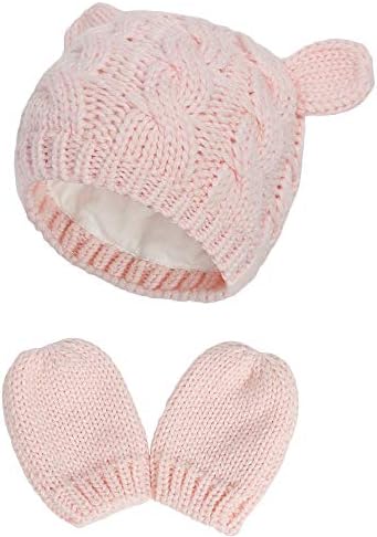 Зимняя шапка-бини для новорожденных, комплект перчаток для маленьких девочек и мальчиков, теплая вязаная шапка для малышей, перчатки, детские шапочки унисекс Weradau