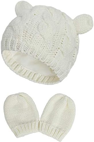 Зимняя шапка-бини для новорожденных, комплект перчаток для маленьких девочек и мальчиков, теплая вязаная шапка для малышей, перчатки, детские шапочки унисекс Weradau