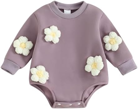 Свитшот для маленьких девочек, комбинезон с пузырьками, флисовый теплый комбинезон с круглым вырезом, хлопковый комбинезон с цветочным рисунком, зимняя одежда для новорожденных девочек MA&BABY