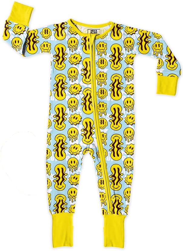 NIXX BABY Pajamas with Double Zipper, Fold Over Socks and Mittens, Viscose from Bamboo, Baby or Toddler Boys or Girls NIXX BABY