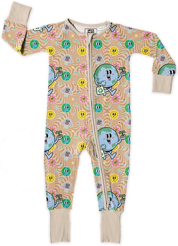 NIXX BABY Pajamas with Double Zipper, Fold Over Socks and Mittens, Viscose from Bamboo, Baby or Toddler Boys or Girls NIXX BABY