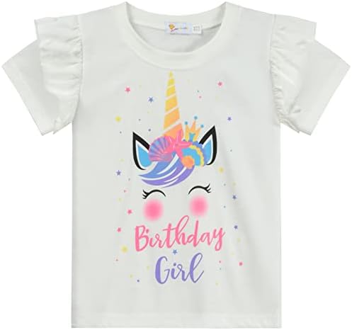Рубашка для именинницы, футболка для маленьких девочек, футболка для дня рождения 2, 3, 4, 5, 6, 7 лет, летняя одежда Tkria