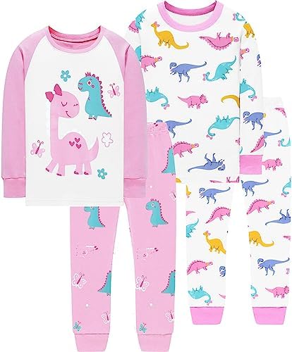 Пижамы для маленьких девочек, хлопковые пижамы с динозавром и единорогом, осенне-зимние комплекты детской одежды для сна с длинными рукавами для детей от 2 до 7 лет Little Hand