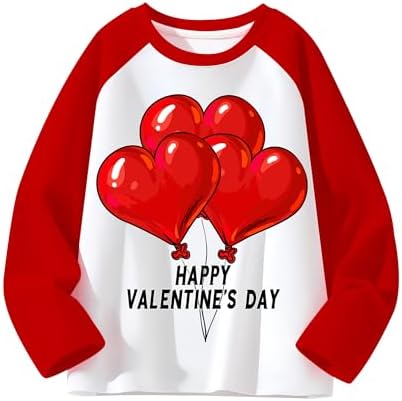 Рубашки на день Святого Валентина, футболки реглан с длинными рукавами для маленьких мальчиков и девочек, топы с рисунком сердца любви для малышей, От 2 до 7 лет Tkria