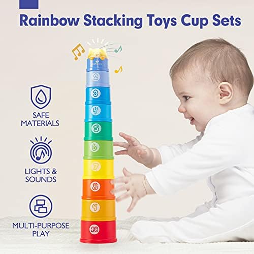 hahaland Stacking Toys for Toddlers 1-3 - Stacking Cups - Toddler Toys Age 1-2 Learning Montessori Toys for 1 Year Old Boy Birthday Gift Baby Toys 12-18 Months Hahaland