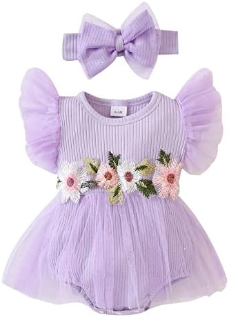 Одежда для фотосессии для маленьких девочек, комбинезон для новорожденных, платье-пачка из тюля для младенцев, комбинезон со сказочным цветочным принтом для малышей, одежда Xdftwdmgqe