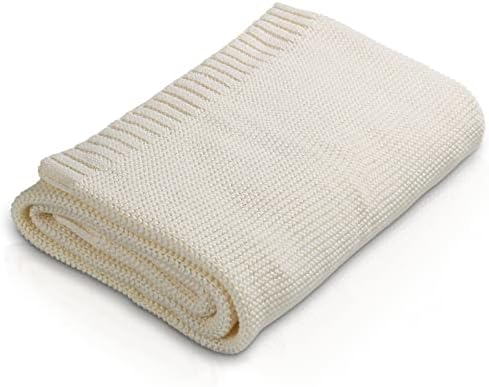 Baby Cotton Blanket，Knit Baby Blankets Unisex 100% Cotton Nursery Blankets Swaddle Blankets Neutral for Baby Newborns Infants & Toddler Nursing Cover 40 x 30In Soft and Lightweight (Beige) WODHOY