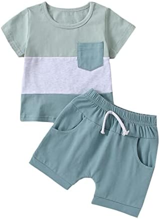 Fhutpw/летние комплекты из 2 предметов для маленьких мальчиков, футболка с короткими рукавами, топы, шорты с эластичным поясом, комплект одежды для малышей Fhutpw