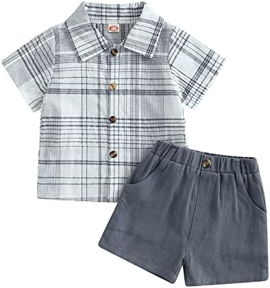 Fhutpw/летние комплекты из 2 предметов для маленьких мальчиков, футболка с короткими рукавами, топы, шорты с эластичным поясом, комплект одежды для малышей Fhutpw