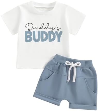 Летняя одежда для маленьких мальчиков, рубашка с короткими рукавами и буквенным принтом, комплект из топа и шорт, летняя одежда, 2 шт. Saliuentm