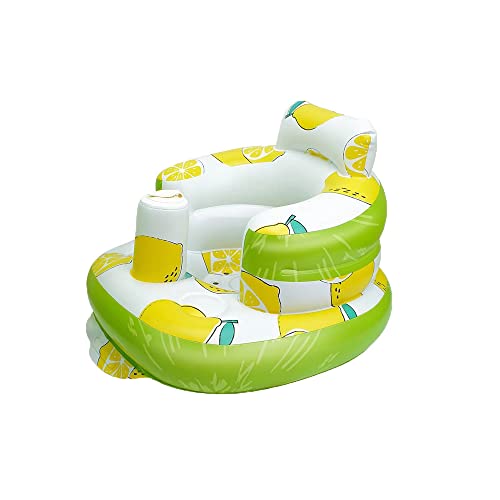 Wedfull Baby Sitting Support for 3 6 9 12 24 Months Infants, Inflatable Baby Seats for Sitting Up Nontoxic PVC Toddlers Sofa Chair Sit Me Up Floor Seat for Baby Girl Boy, Lemon Wedfull