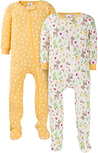 Gerber Baby-Girls 2-Pack Snug Fit Footed Cotton Pajamas GERBER