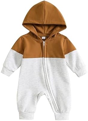 BemeyourBBs, одежда для новорожденных мальчиков, цветной комбинезон с длинными рукавами и молнией с капюшоном и карманами, осень-зима, цельная одежда BemeyourBBs