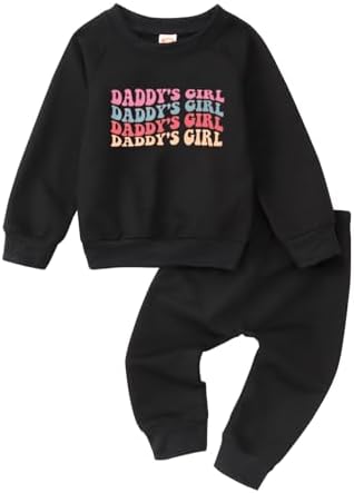 GLIGLITTR/свитшот для маленьких девочек, штаны, наряд для папы, пуловер с круглым вырезом для девочек, топы, длинные штаны, милый осенний комплект одежды из 2 предметов GLIGLITTR