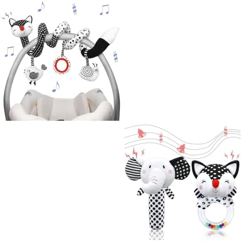 XIXILAND Детские погремушки 0-6 месяцев Черно-белые высококонтрастные детские игрушки 0-6 месяцев и игрушки для автокресел Игрушки для колясок, игрушки для новорожденных Игрушки для младенцев 0-3 месяцев для 0 3 6 9 12 месяцев Девочки Мальчики XIXILAND