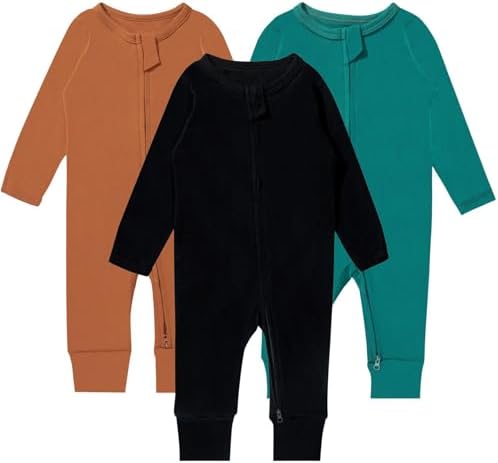GUISBY Детские комбинезоны без ног, пижамы, детские пижамы с длинными рукавами и двусторонней молнией, комплекты из 3 предметов GUISBY