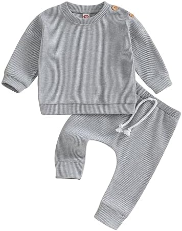 Fhutpw осенняя одежда для маленьких девочек, однотонный свитшот с длинными рукавами, топы, повседневные штаны, зимняя одежда для младенцев, От 0 до 3 лет Fhutpw