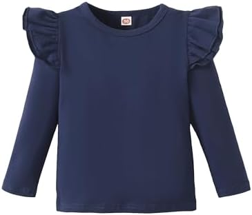 Sanpersonlin однотонная футболка для маленьких девочек, детская блузка, базовый однотонный топ с рюшами, хлопковая повседневная одежда Sanpersonlin