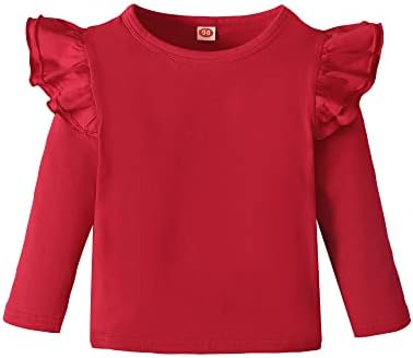 Sanpersonlin однотонная футболка для маленьких девочек, детская блузка, базовый однотонный топ с рюшами, хлопковая повседневная одежда Sanpersonlin