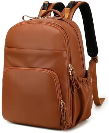 Рюкзак-сумка для подгузников среднего размера с зажимами Storller, искусственная кожа Симпатичный рюкзак для подгузников с карманом для защиты от кражи, бежевый PAOIXEEL