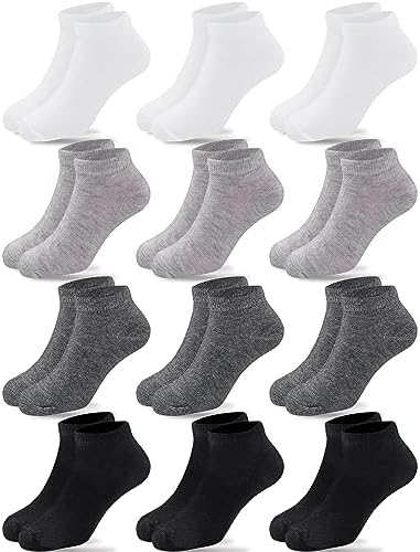 Duufin 12 Pairs Toddler Athletic Ankle Socks Kids Athletic Socks Low Cut Socks Half Cushion Toddler Socks Duufin