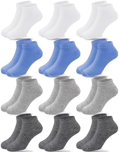 Duufin 12 Pairs Toddler Athletic Ankle Socks Kids Athletic Socks Low Cut Socks Half Cushion Toddler Socks Duufin