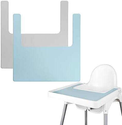 Подставка для стульчика для кормления, прочная силиконовая подставка для стульчика, набор из 2 предметов, взаимозаменяемы, подходят для IKEA Antilop Highchai, для малышей и младенцев (синий/светло-серый) Lomgwumy