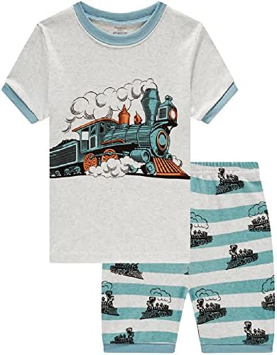 Popshion Пижамы для мальчиков из 100% хлопка, одежда для малышей, летние пижамы для мальчиков, одежда для сна с планетой динозавров, детские короткие комплекты для детей от 2 до 10 лет Popshion