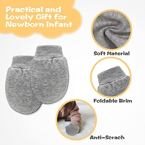 Uttpll Newborn Baby Cotton Mittens Infant Toddler Gloves No Scratch Mittens Breathable Gloves for 0-6 Months Baby Boys Girls UTTPLL